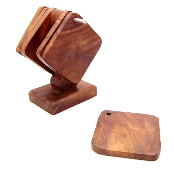 Wooden Square Coasters | Set of 6 | 3 Inch - Image 2