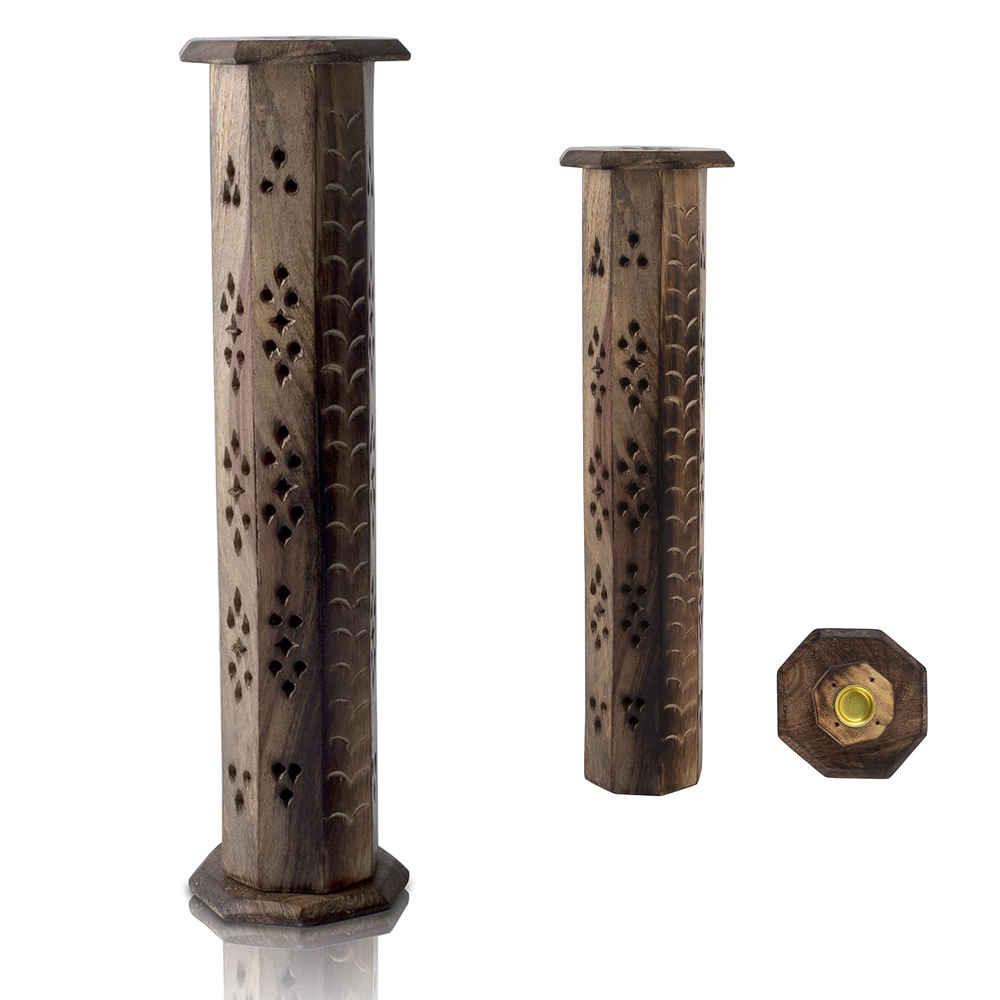 Wooden Tower Incense Holder | 12 x 3 x 3 Inch